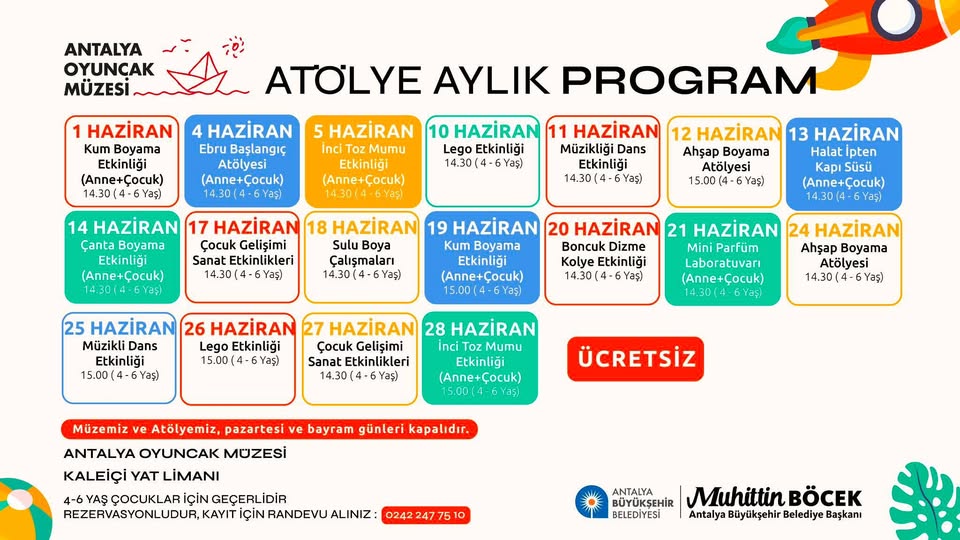 Antalya Büyükşehir Belediyesi Oyuncak Müzesi'nde Haziran Ayı Atölyeleri Başlıyor