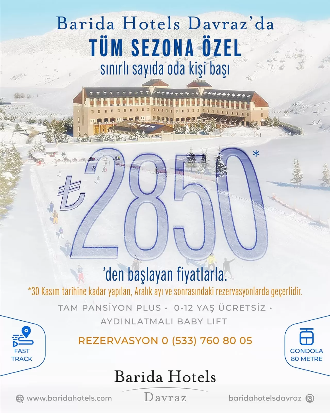 Barida Hotels Davraz'da Kış Sezonu Başlıyor