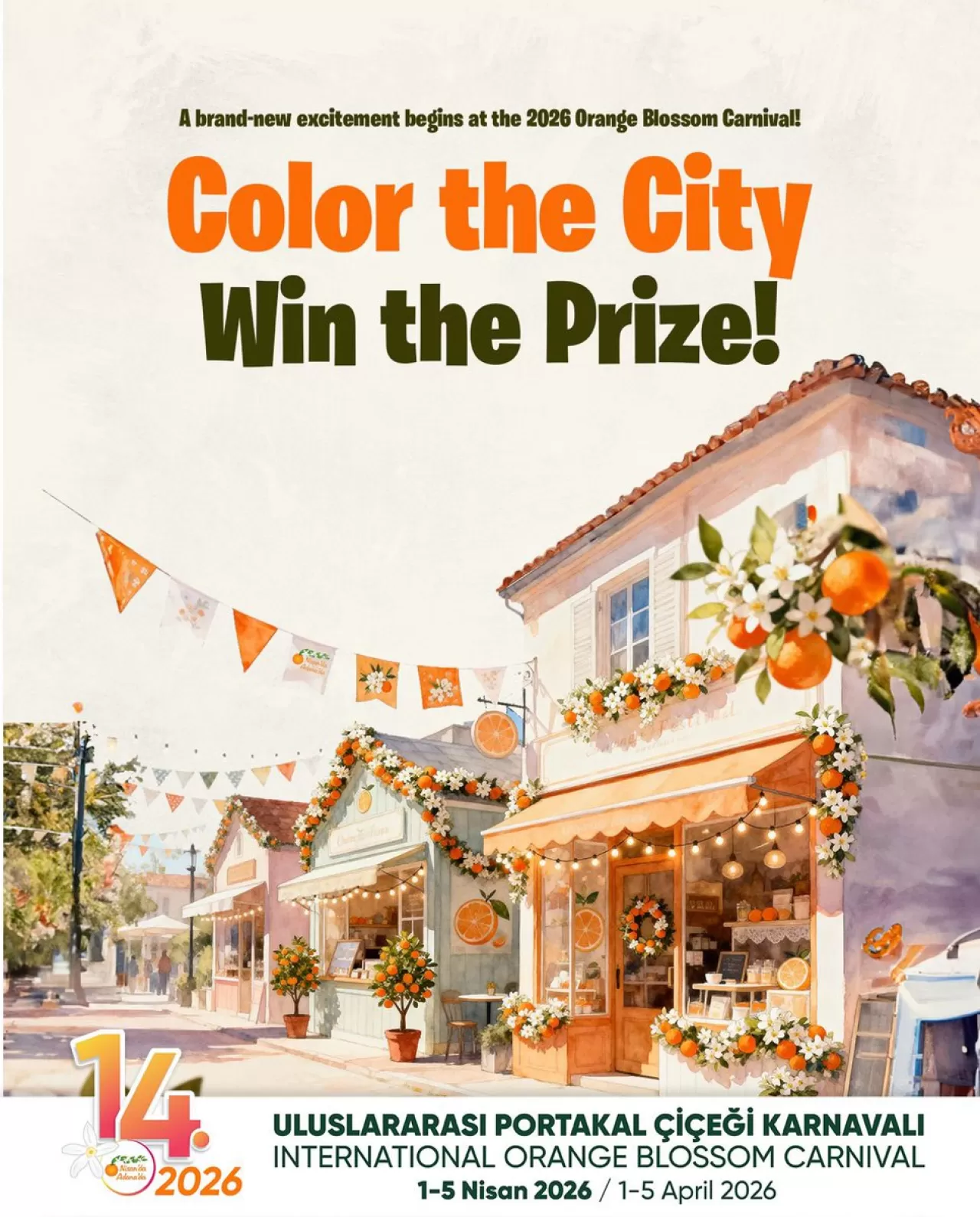 Adana'da Uluslararası Portakal Çiçeği Karnavalı Kapsamında Mağaza ve Balkon Dekorasyon Yarışması Başlıyor