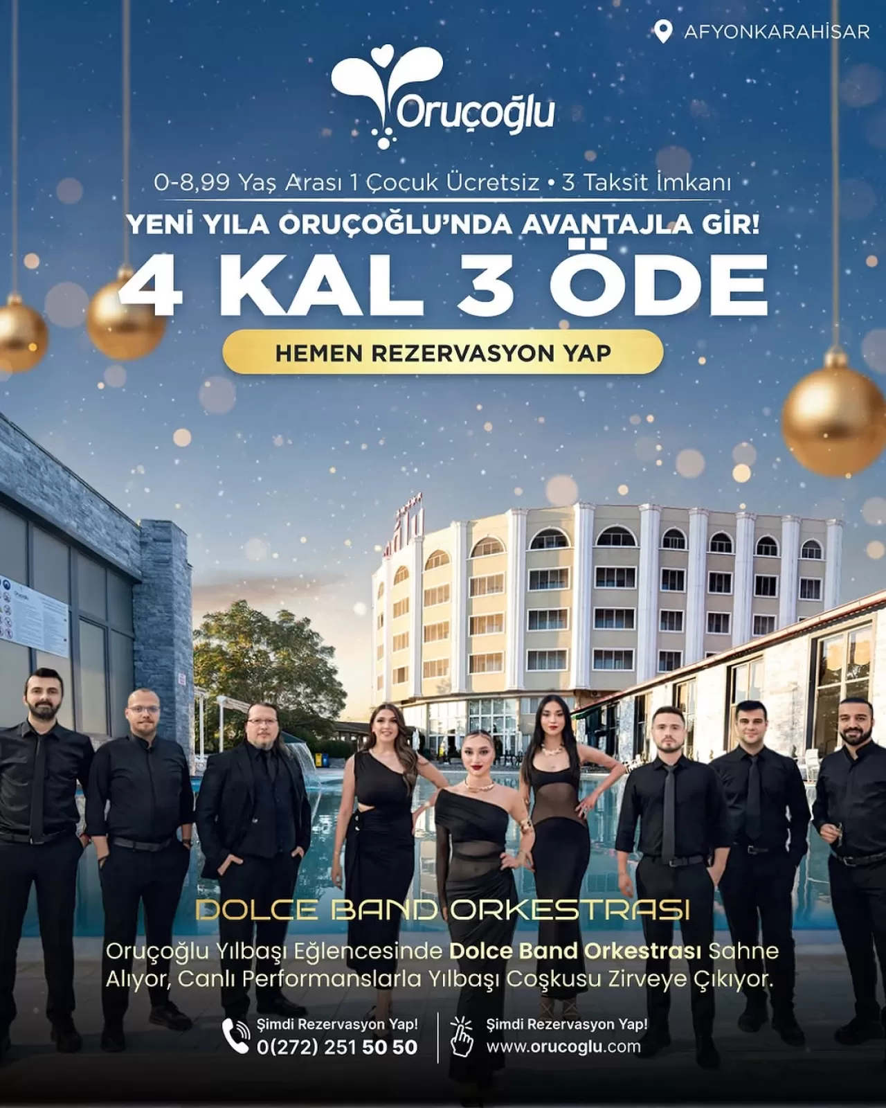 Oruçoğlu Termal Resort'ta Yılbaşı Hazırlıkları: 4 Gece Konaklama 3 Gece Ücreti