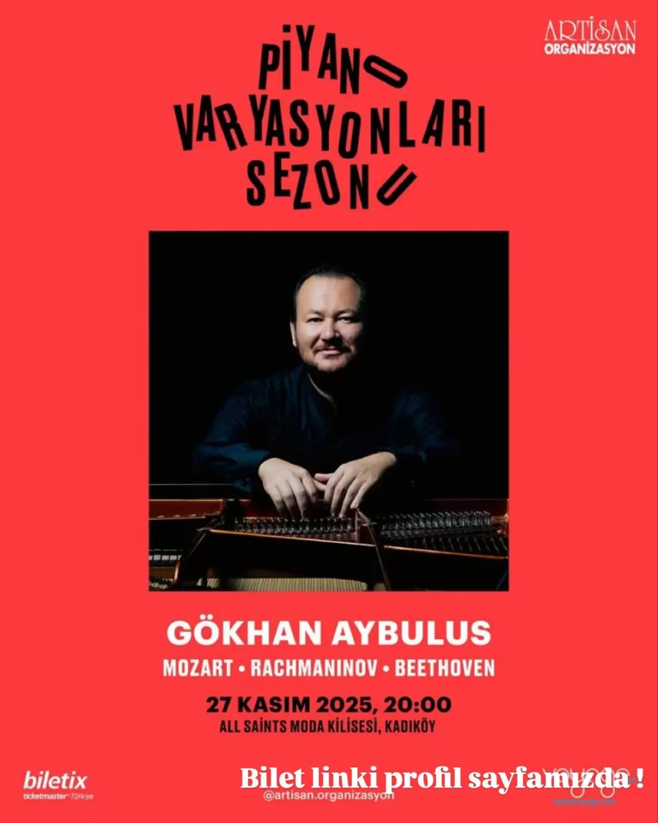 Gökhan Aybulus, Tarihi Moda Kilisesi'nde Üç Büyük Bestecinin Eserlerini Yorumlayacak