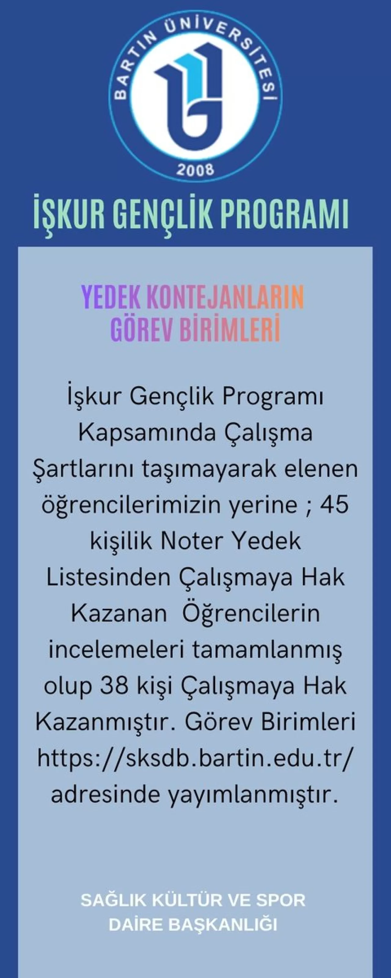 Bartın Üniversitesi'nde Yedek Kontenjan Başvuruları Başladı