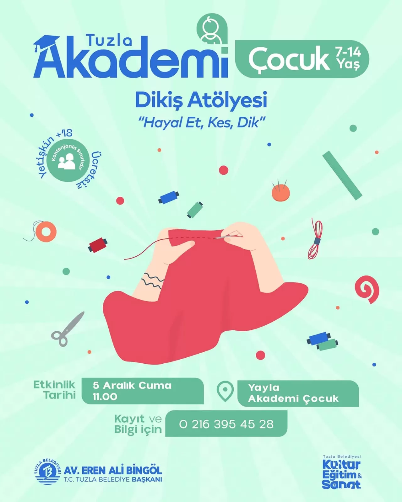 Tuzla'da Yetişkinlere Yönelik Dikiş Atölyesi Düzenlenecek