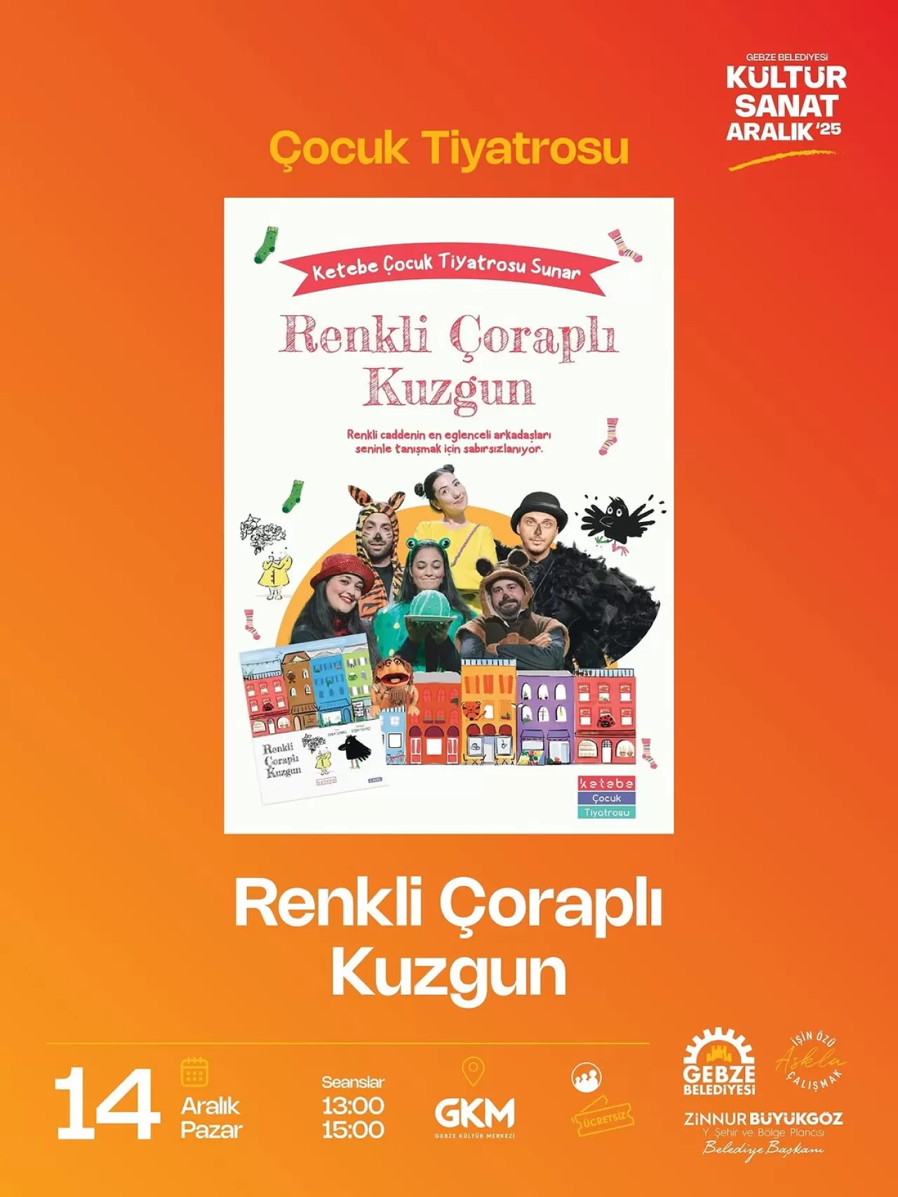 Renkli Çoraplı Kuzgun, Gebze'de Çocuklarla Buluşacak