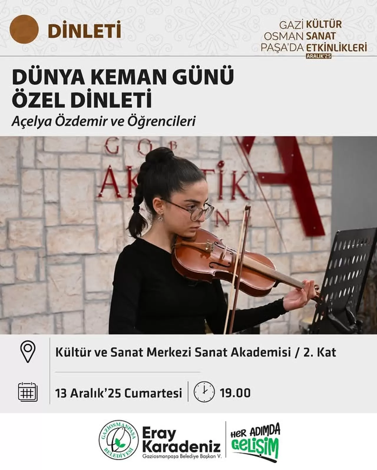 Gaziosmanpaşa'da Dünya Keman Günü'ne Özel Konser