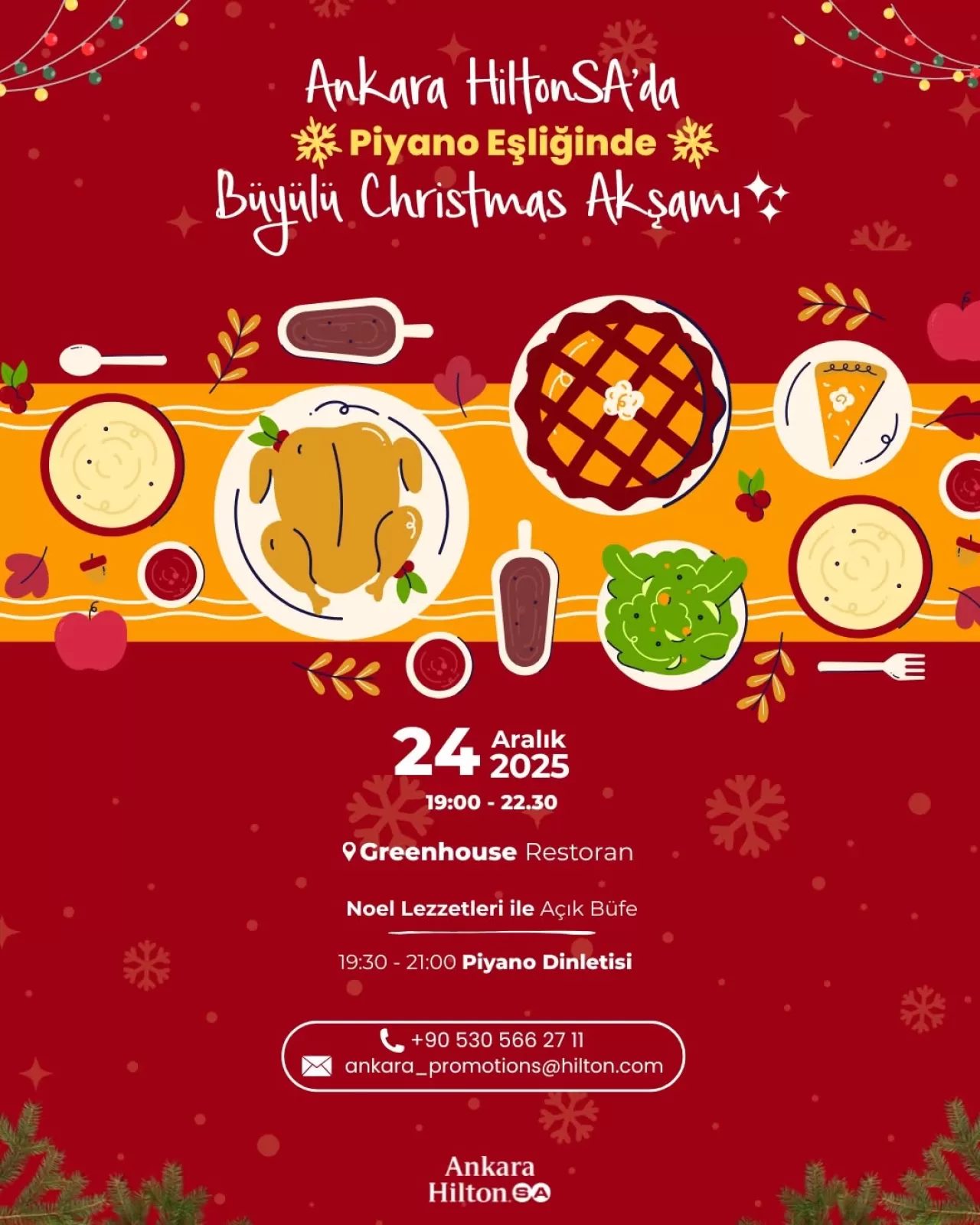 Ankara HiltonSA'da Noel Yemeği ve Piyano Performansı