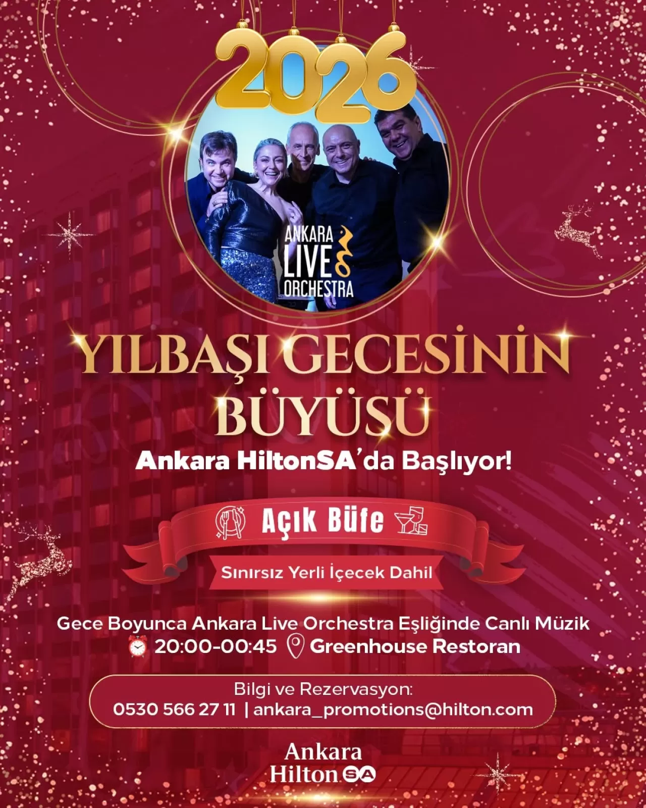 Ankara HiltonSA'da Yılbaşı Gecesi İçin Rezervasyonlar Başladı
