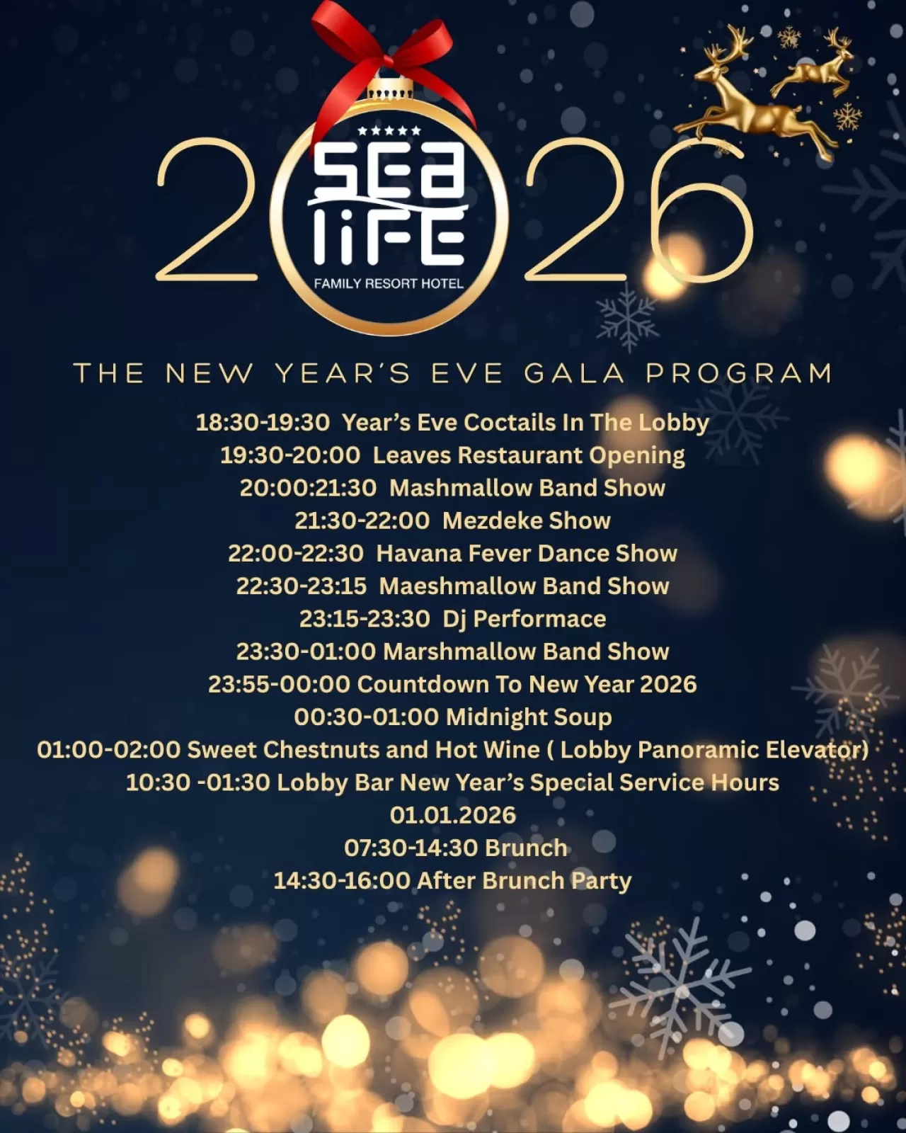 Sealife Family Resort, Yılbaşı Gecesi İçin Gala Programını Açıkladı