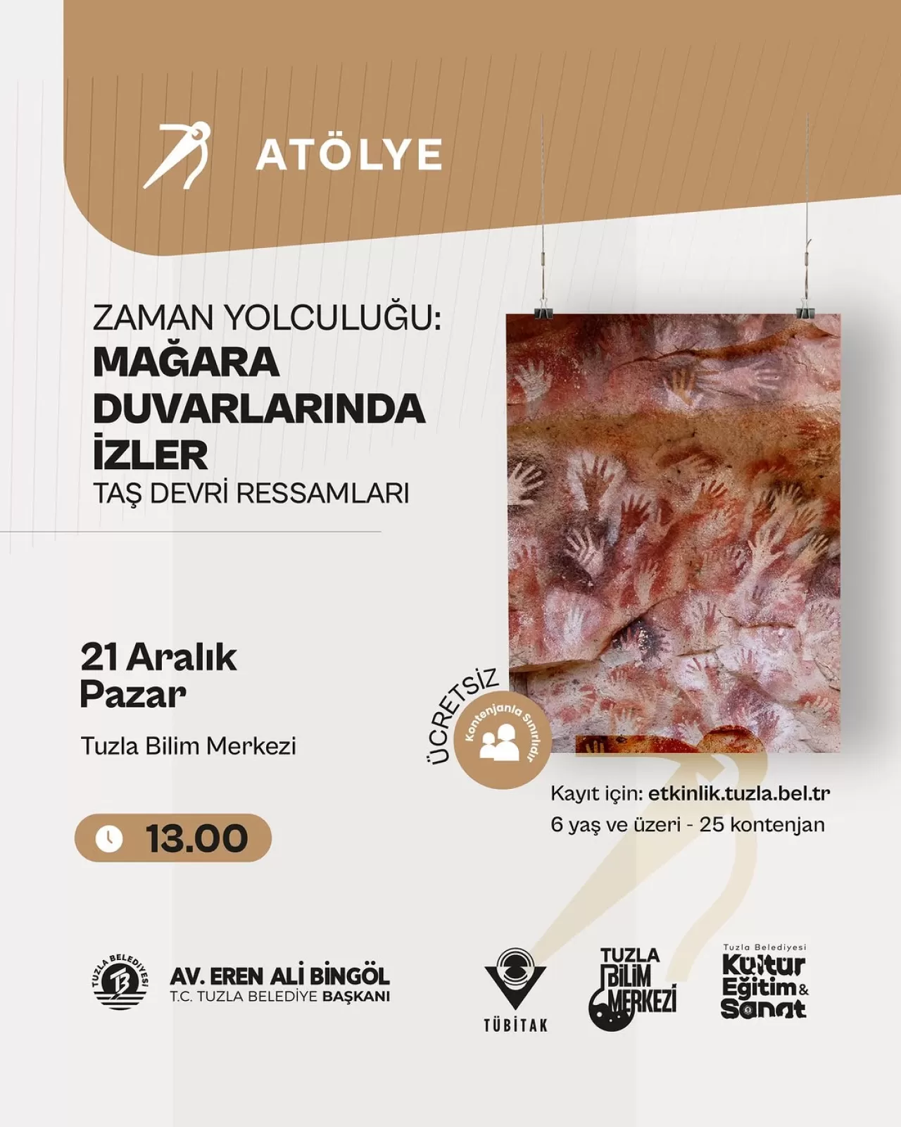 Tuzla'da Çocuklar İçin Taş Devri Sanat Atölyesi Düzenleniyor