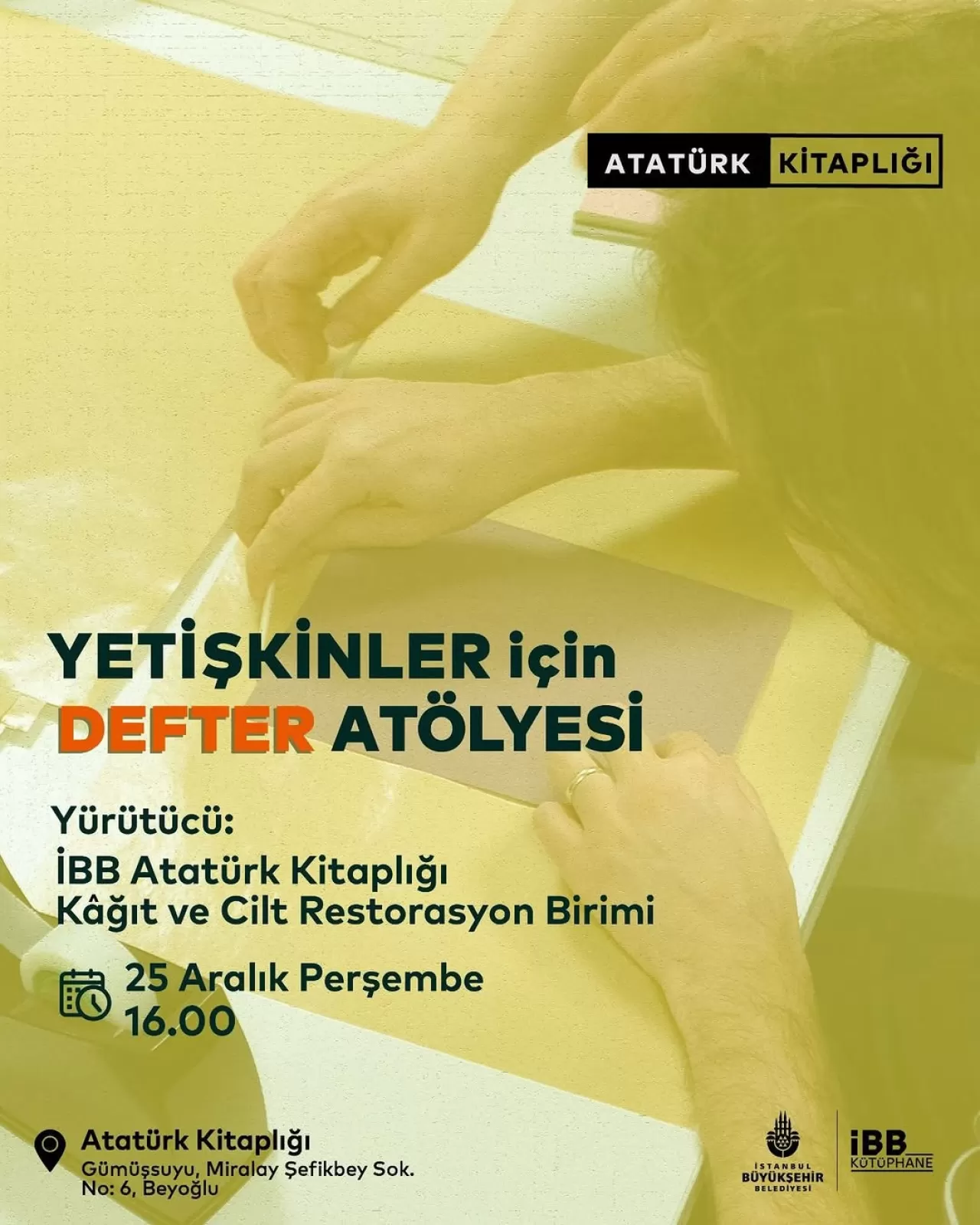 Atatürk Kitaplığı'nda Yetişkinler İçin Defter Atölyesi Düzenlenecek