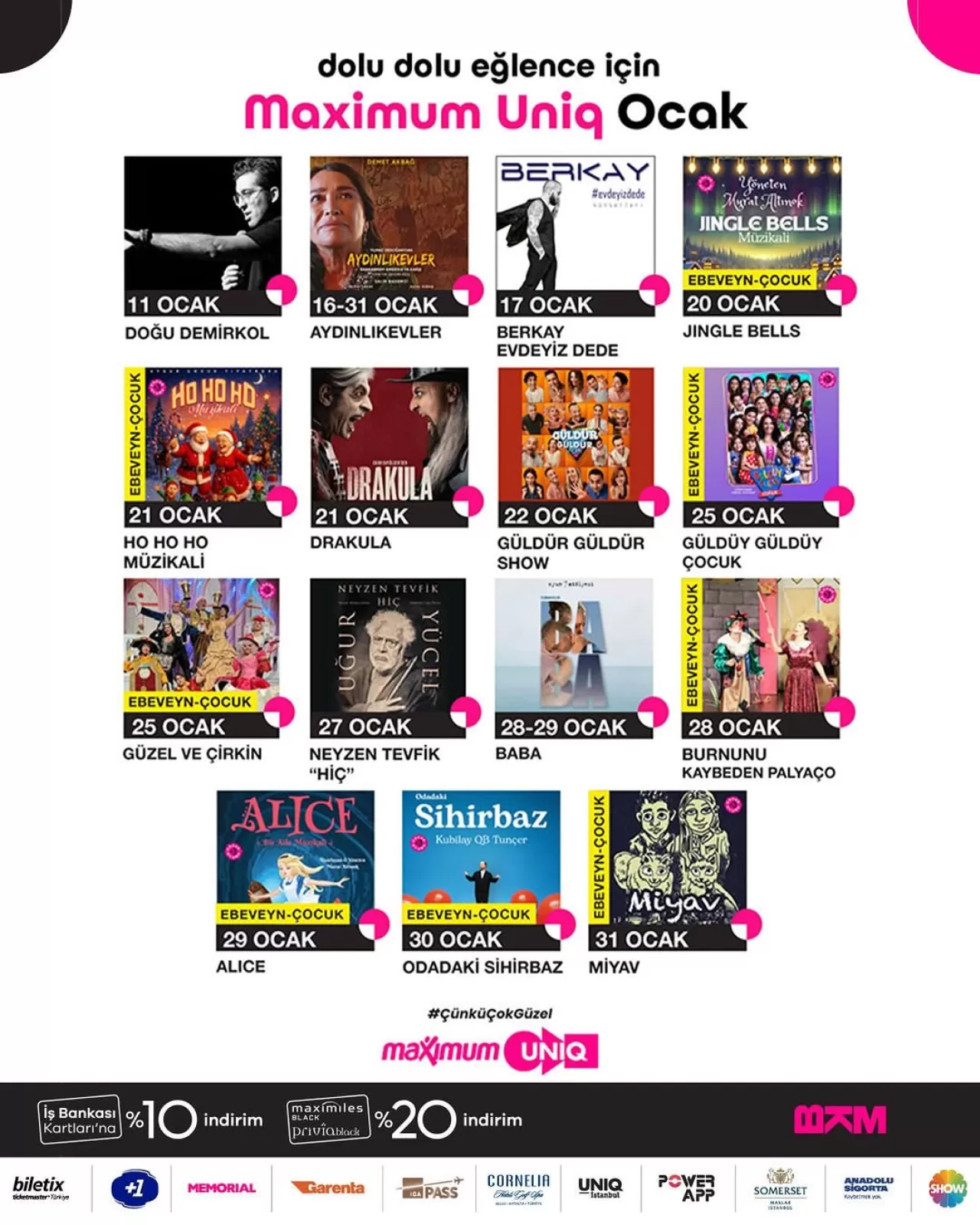 Maximum Uniq Ocak Ayında Müzik, Tiyatro ve Eğlence ile Dolup Taşıyor