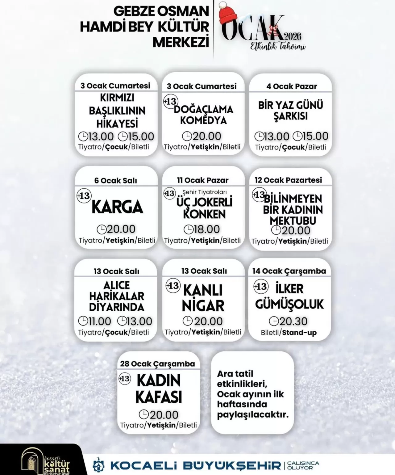 Gebze Osman Hamdi Bey Kültür Merkezi'nde Ocak Ayına Özel Sanat ve Kültür Şöleni