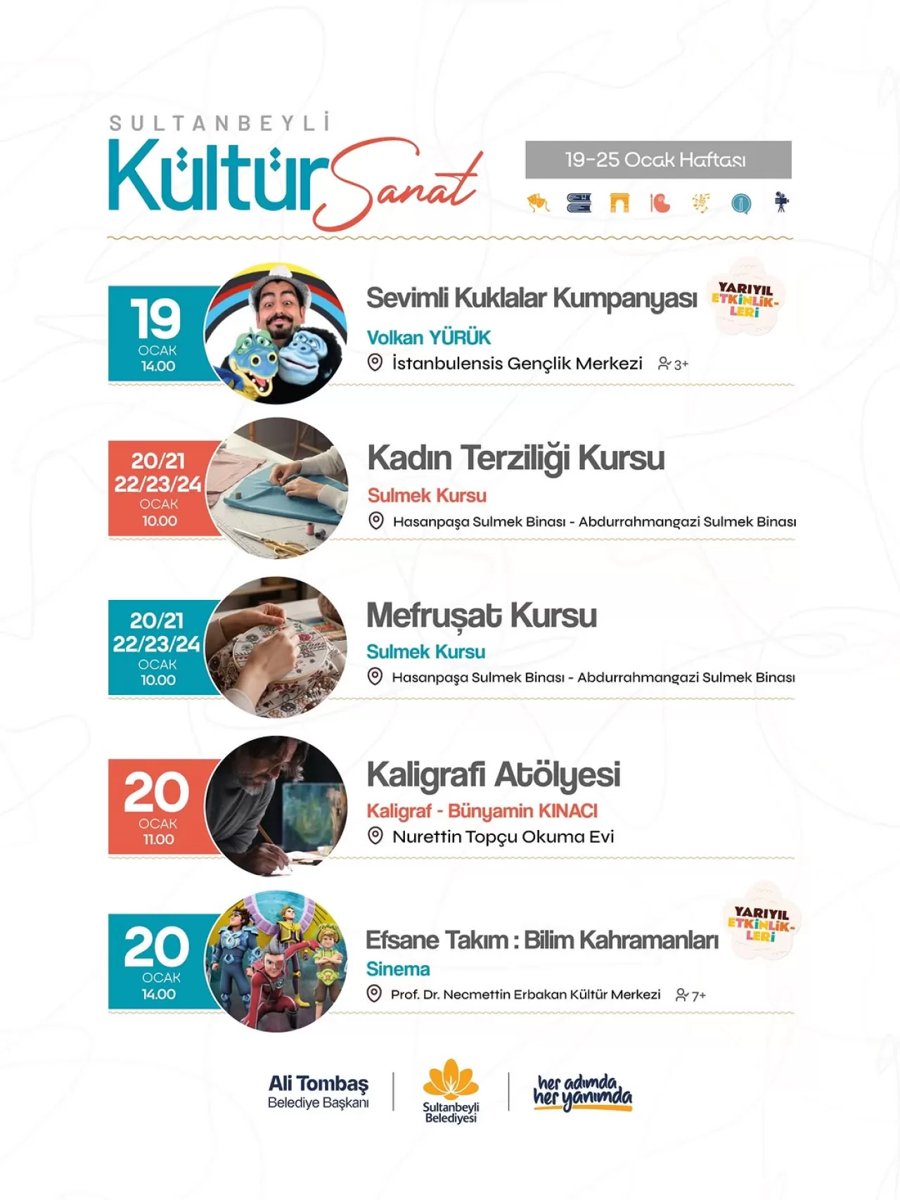 Sultanbeyli Kültür ve Sanat Haftalık Etkinlik Takvimi