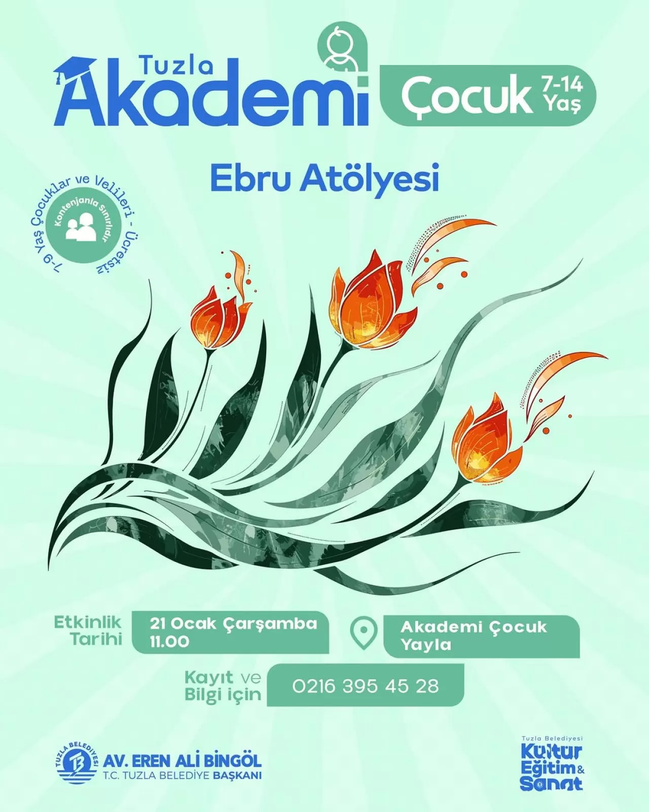 İstanbul Tuzla'da Çocuklar Ebru Sanatı ile Tanışıyor