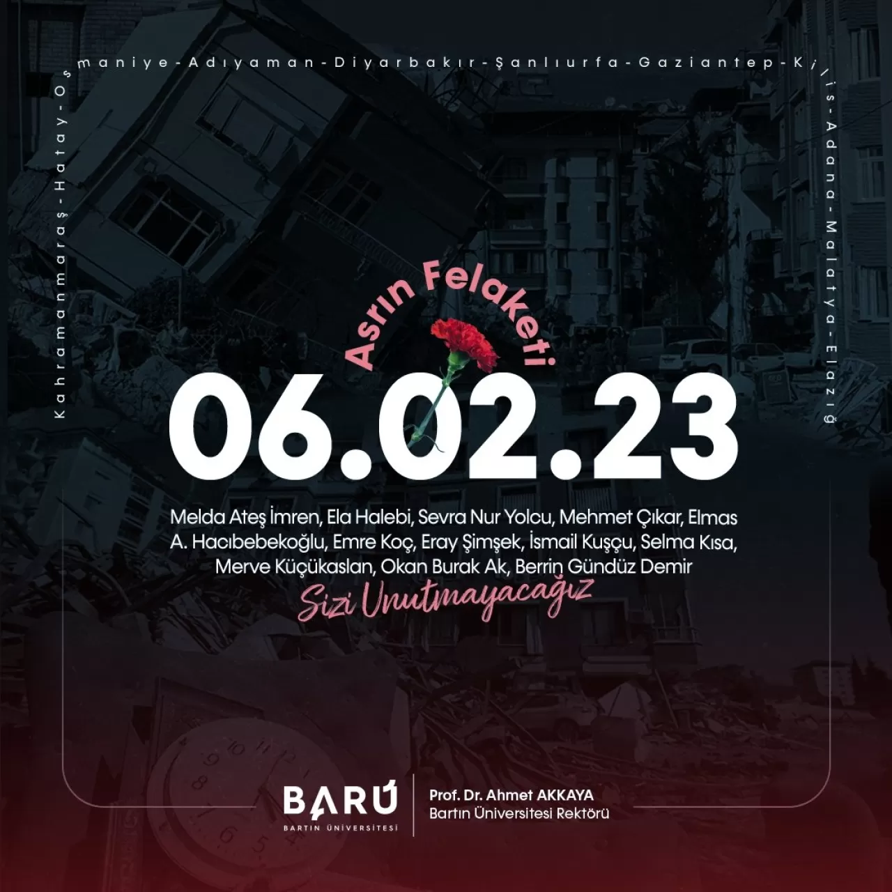 BARÜ, 6 Şubat Depremlerinde Hayatını Kaybedenleri Andı