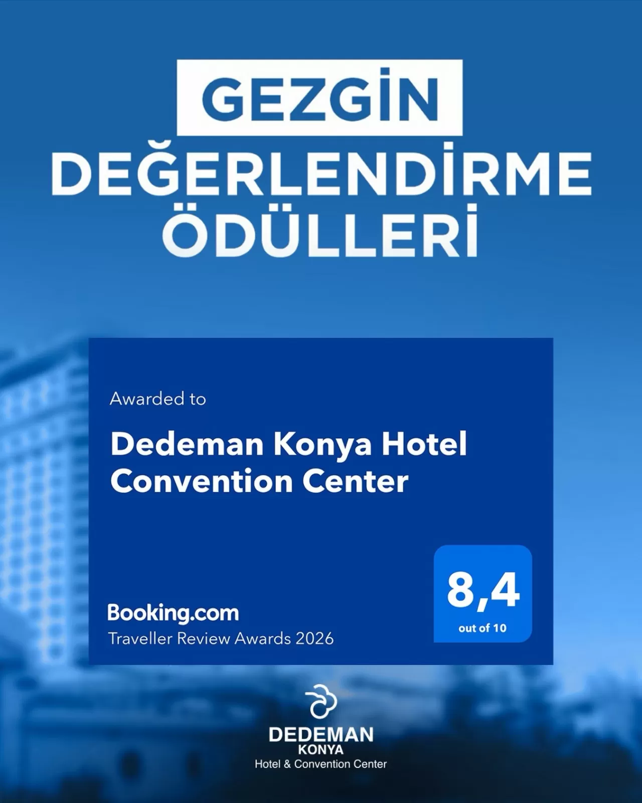 Dedeman Konya, Booking.com'dan Prestijli Seyahat Ödülünü Aldı