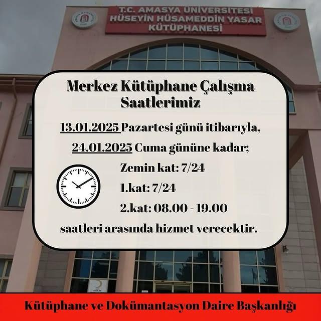 Amasya Üniversitesi Kütüphanesi, Öğrencilere Final Sınavları İçin Hizmet Sunuyor