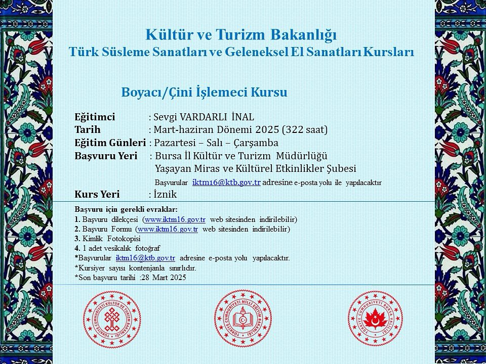 Boyacı Çini İşletmeciliği Kursuna Kayıtlar Başladı