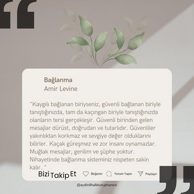 Aydın İl Halk Kütüphanesi, Bağlanma Kitabıyla Kişisel Gelişimi ve Sağlıklı İlişkileri Teşvik Ediyor