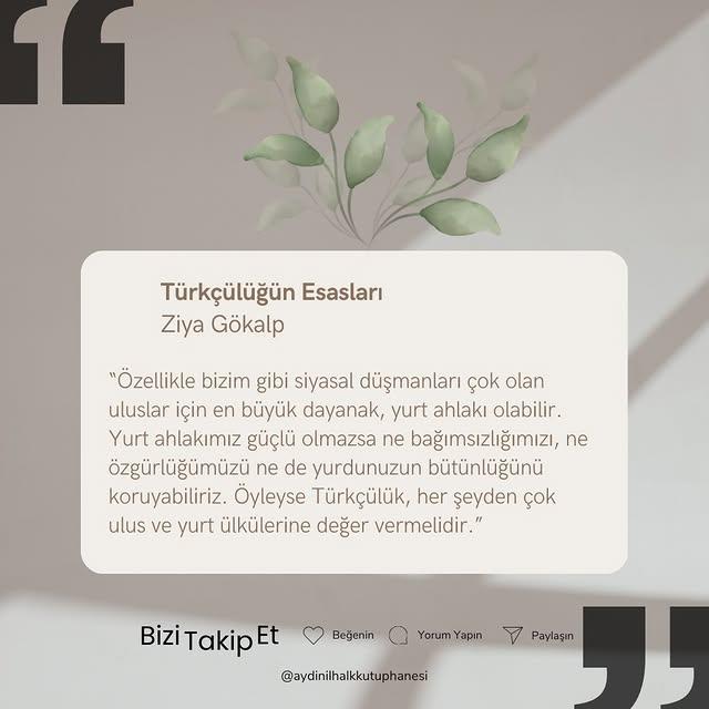 Ziya Gökalp'in 'Türkçülüğün Esasları' Aydın İl Halk Kütüphanesi'nde Okuyucularla Buluşuyor