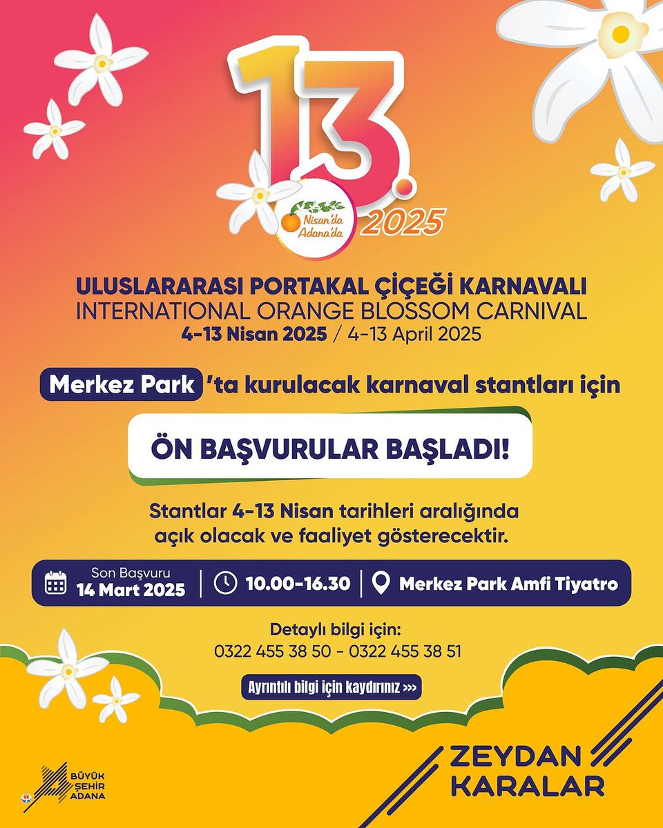 Adana'da 13. Uluslararası Portakal Çiçeği Karnavalı Hazırlıkları Tam Gaz Devam Ediyor