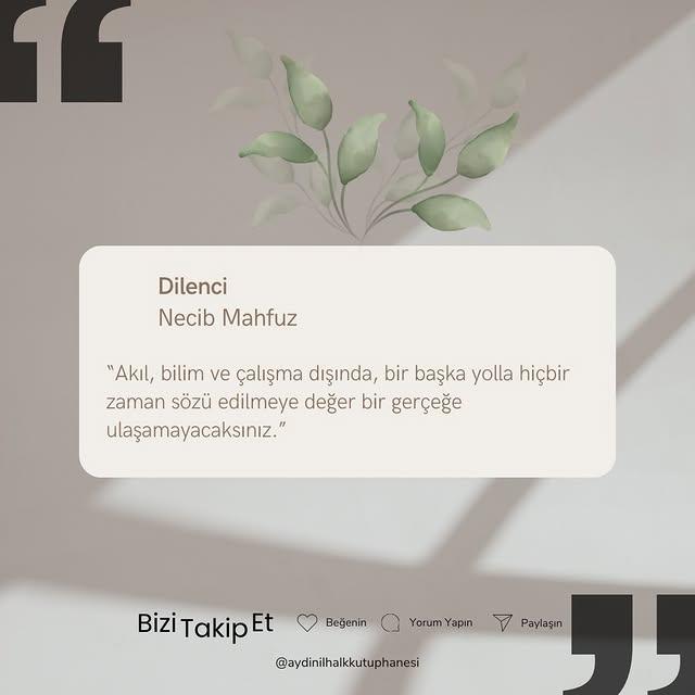 Aydın Halk Kütüphanesi, Necip Mahfuz'un 