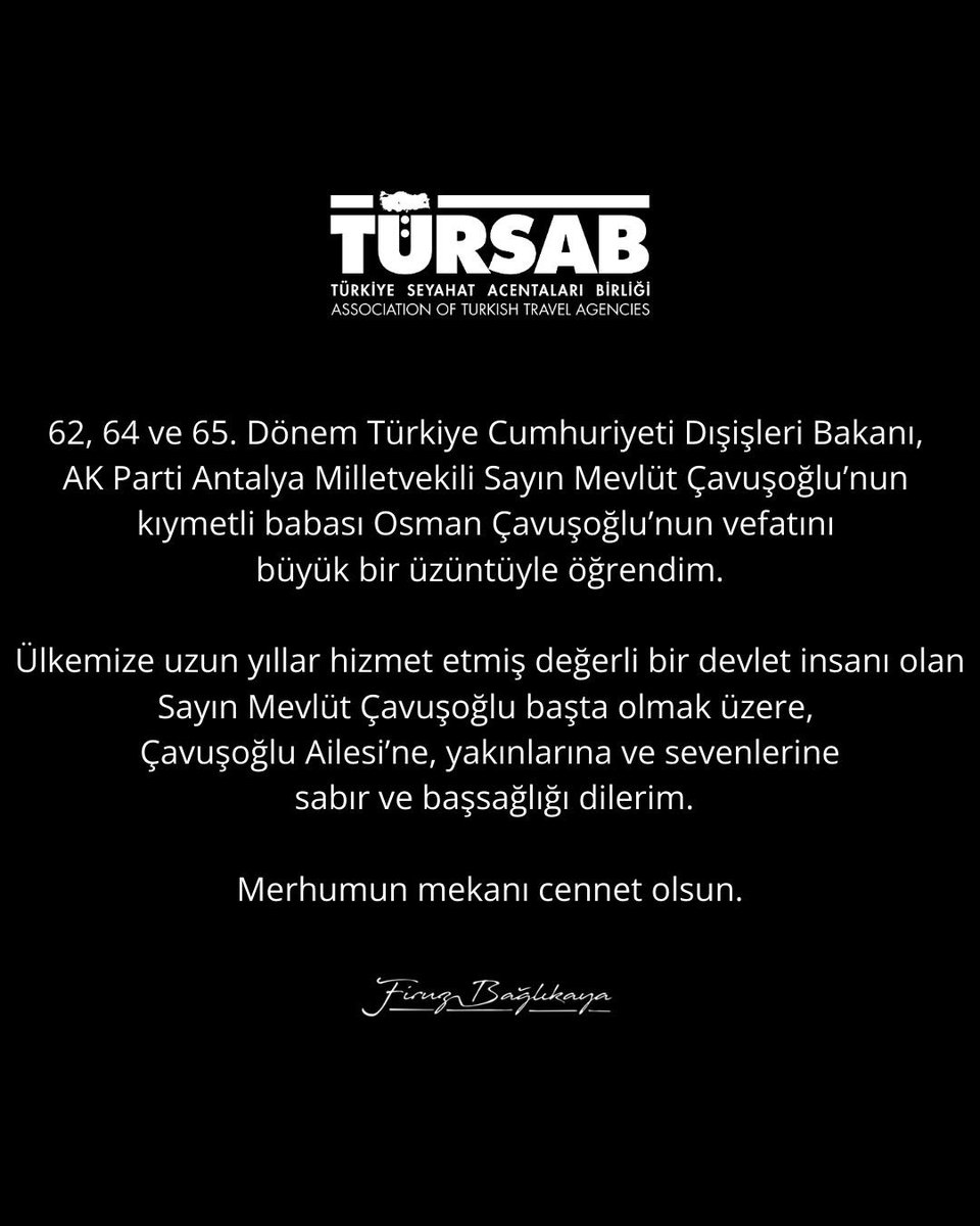 Türkiye Dışişleri Bakanı Çavuşoğlu'nun Babası Osman Çavuşoğlu vefat etti