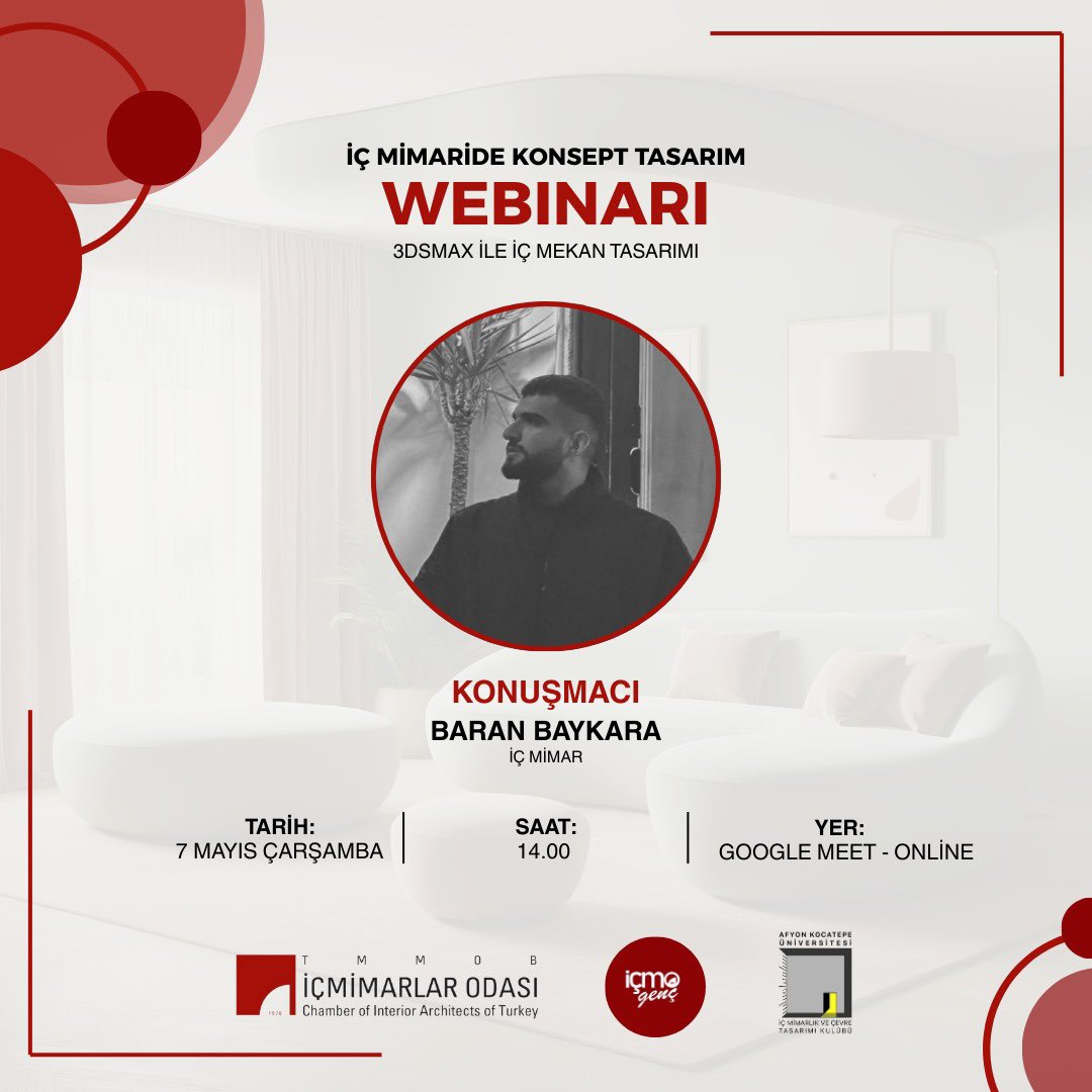 AKÜ ve İçmimarlar Odası Webinar'ıyla İç Mimarlık Konsept Tasarımı Üzerine Bilgilendirme