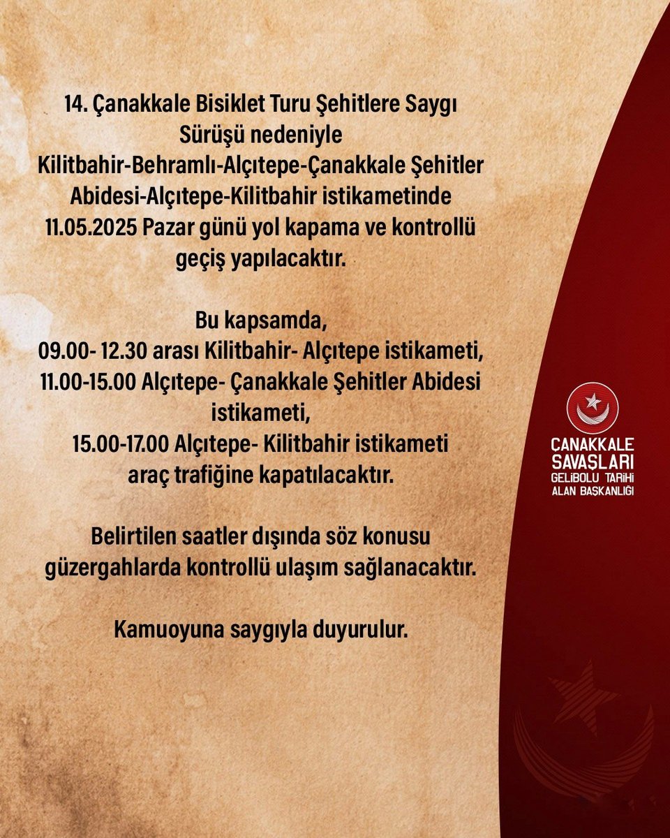 Çanakkale'de 14. Bisiklet Turu İçin Güvenlik Tedbirleri Alındı