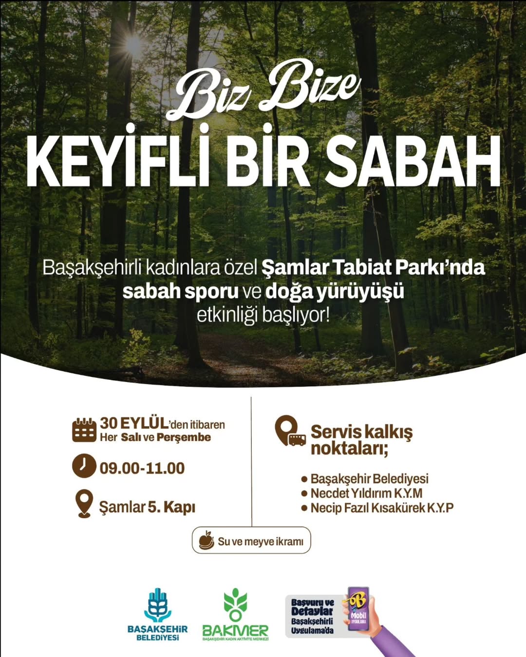 Başakşehir'de Kadınlara Özel Sabah Sporu ve Doğa Yürüyüşü Başlıyor