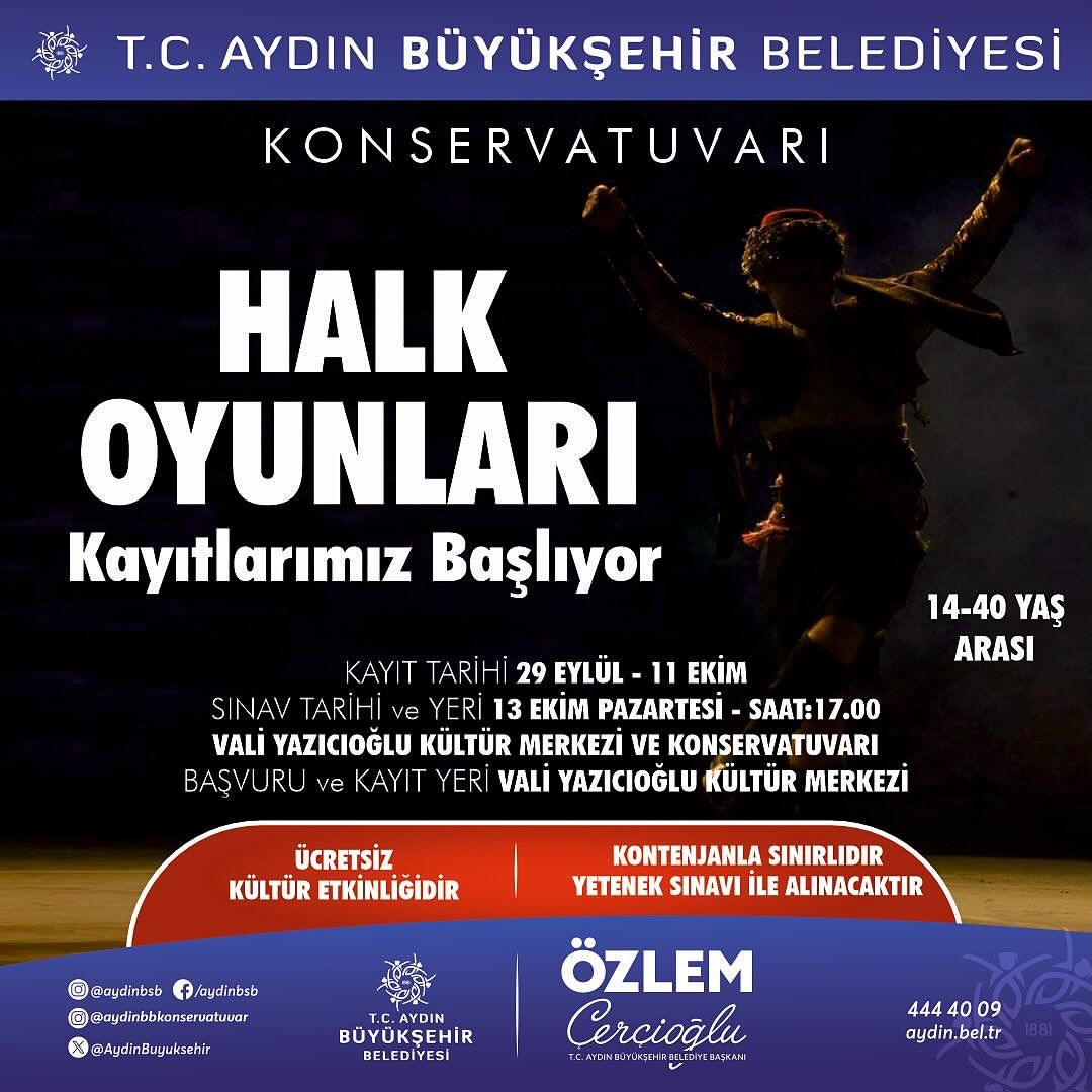 Aydın Büyükşehir Belediyesi Konservatuvarı'nda Halk Oyunları Kayıtları Başlıyor