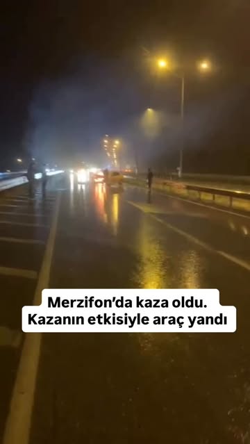 Merzifon'da Meydana Gelen Trafik Kazasında Araç Alev Aldı