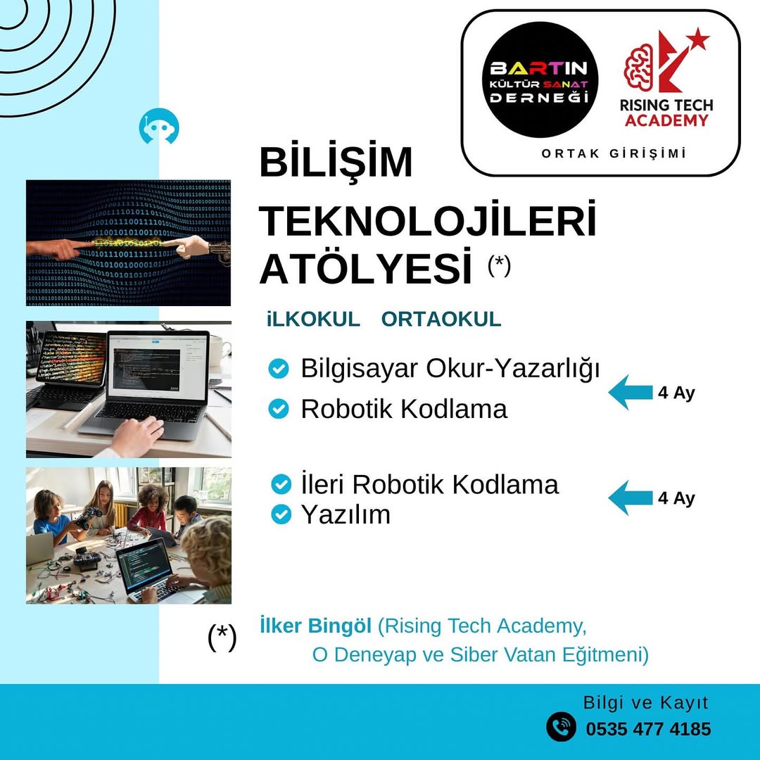 Bartın Kültür Sanat Derneği'nden İlkokul ve Ortaokul Öğrencileri İçin Yeni Atölyeler