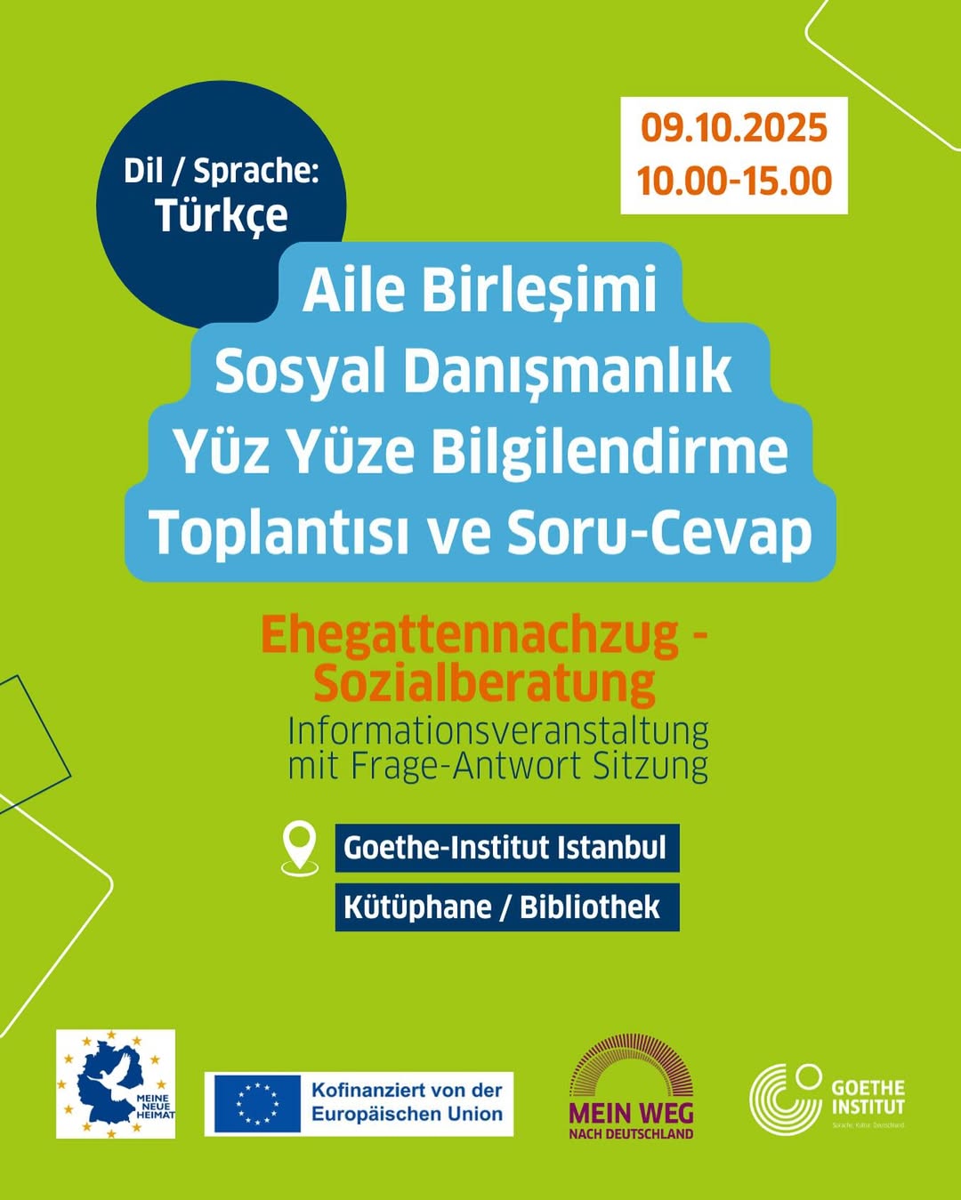 Goethe-Institut İstanbul'da Aile Birleşimi ve Sosyal Danışmanlık Semineri Düzenlenecek