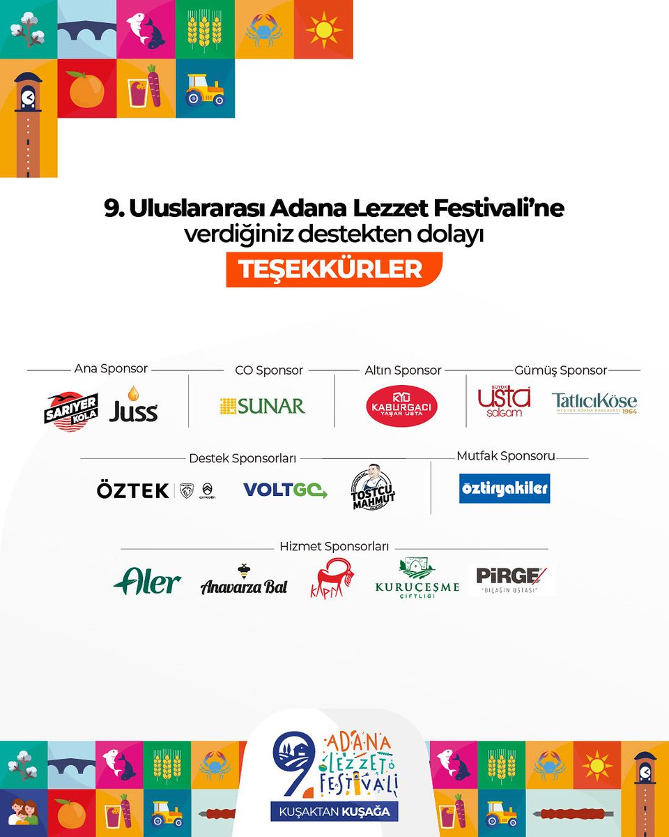 9. Uluslararası Adana Lezzet Festivali'nin Sponsorları Belli Oldu