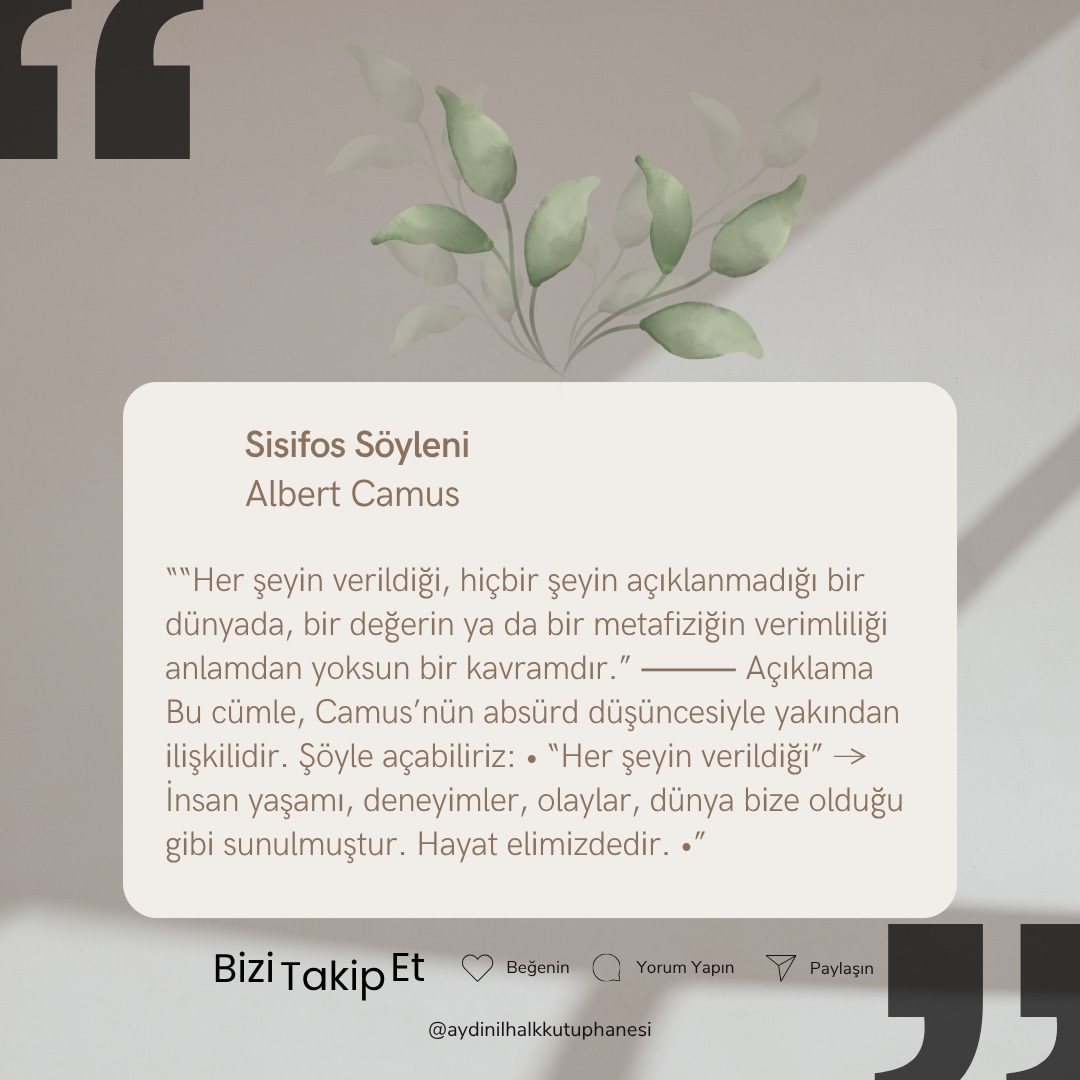Aydın İl Halk Kütüphanesi'nde "Sisifos Söyleni" Okur Buluşması Düzenlendi