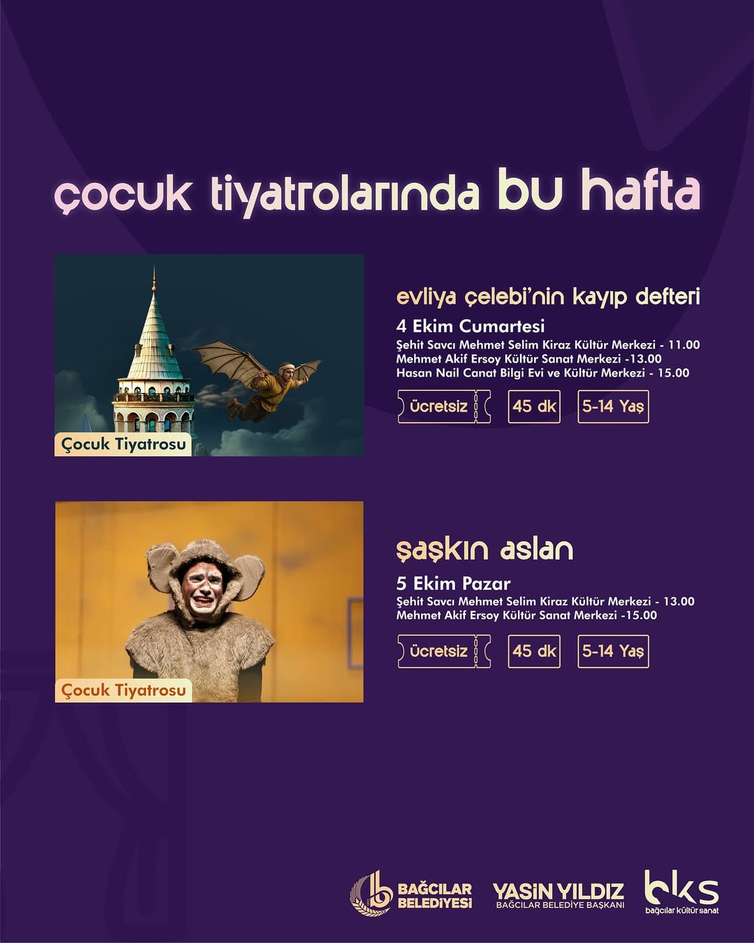Bağcılar'da Çocuk Tiyatroları Sezonu Başlıyor