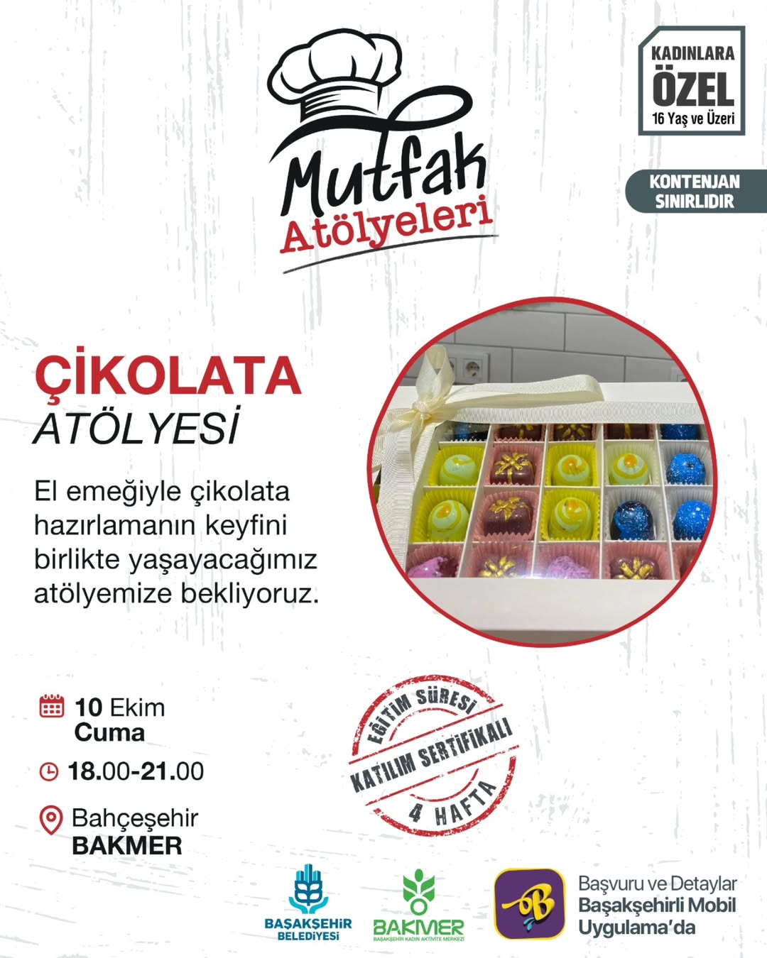 Başakşehir Kültür Sanat, Çikolata Atölyesi Düzenliyor