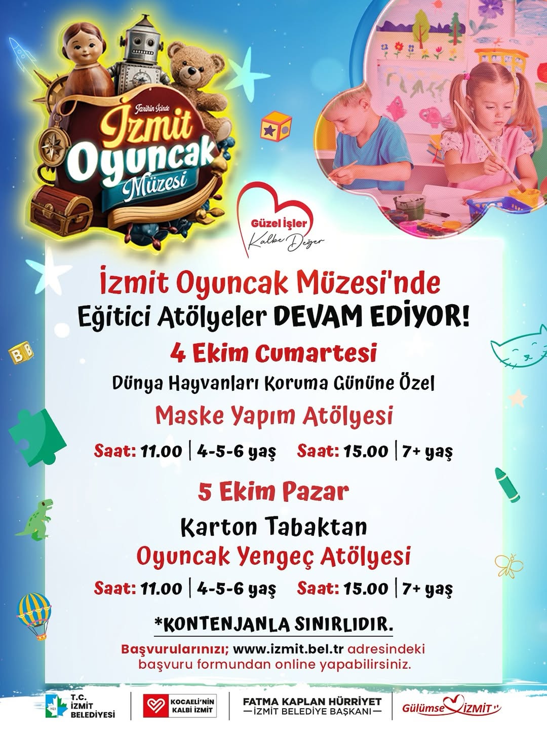 İzmit Oyuncak Müzesi'nde Çocuklar İçin Eğitici Atölye Çalışmaları Düzenleniyor