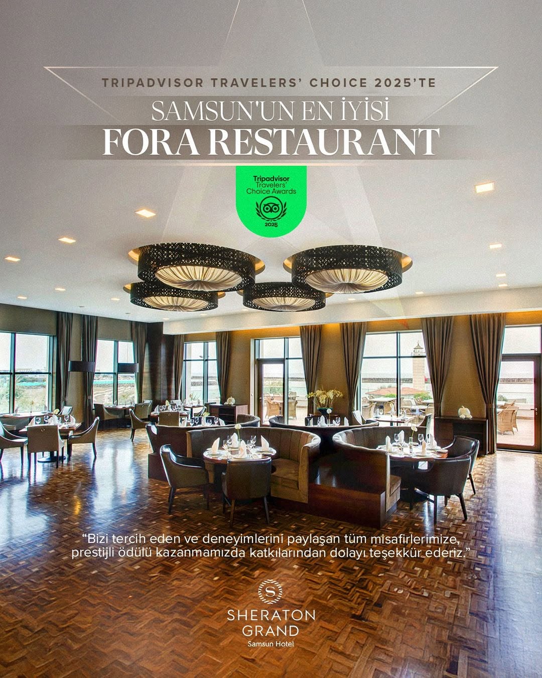 Sheraton Samsun Otel, Tripadvisor 2025 Seyahatseverlerin Seçimi Ödülü'nü Kazandı