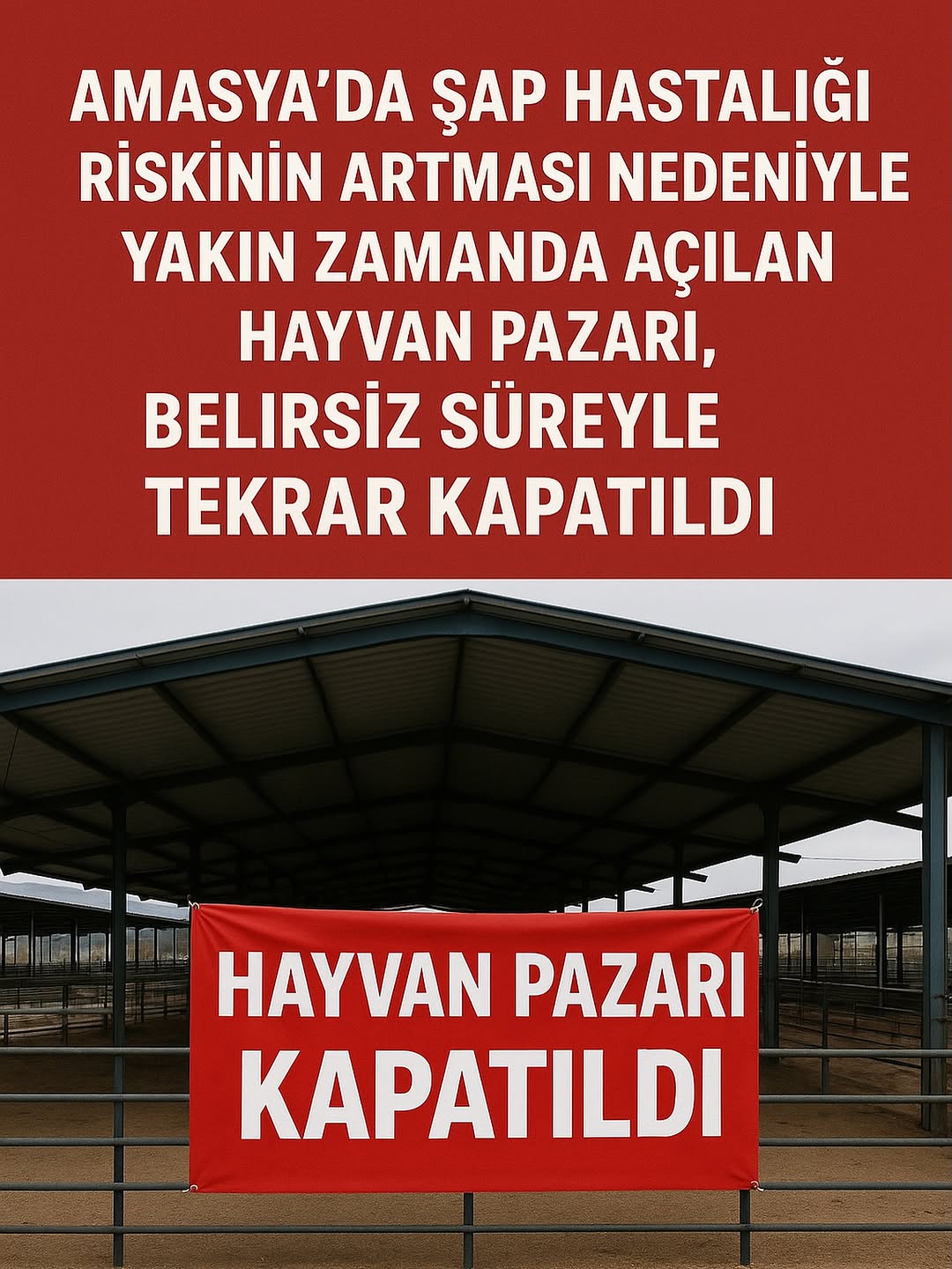 Amasya'da Şap Hastalığı Riski Nedeniyle Hayvan Pazarı Kapatıldı