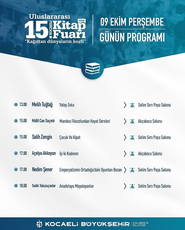 15. Uluslararası Kocaeli Kitap Fuarı 9 Ekim'de Kapılarını Açıyor