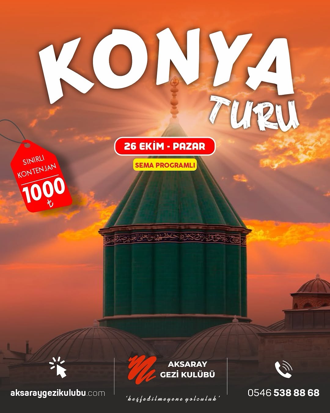 Günübirlik Konya Turu Düzenlenecek