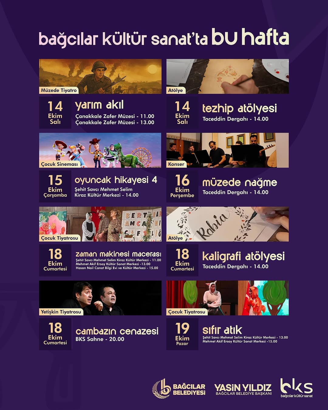 Bağcılar Kültür Sanat'ta 14-19 Ekim Haftası İçin Yoğun Etkinlik Programı Açıklandı