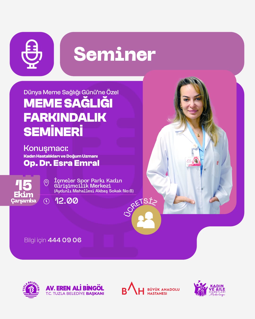 Tuzla'da Meme Kanseri Farkındalık Seminerleri Düzenlenecek