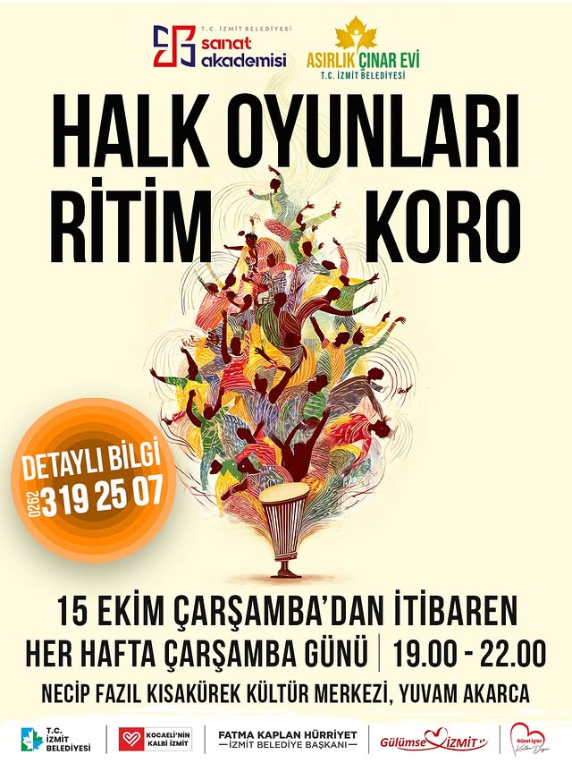 İzmit'te Halk Oyunları, Ritim ve Koro Atölyeleri Başlıyor