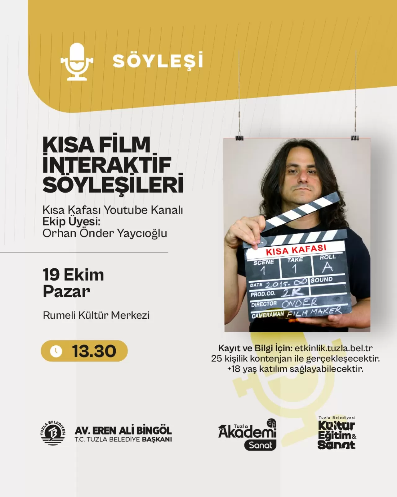 Tuzla'da Kısa Film Yaratım Süreci Söyleşisi Düzenlenecek