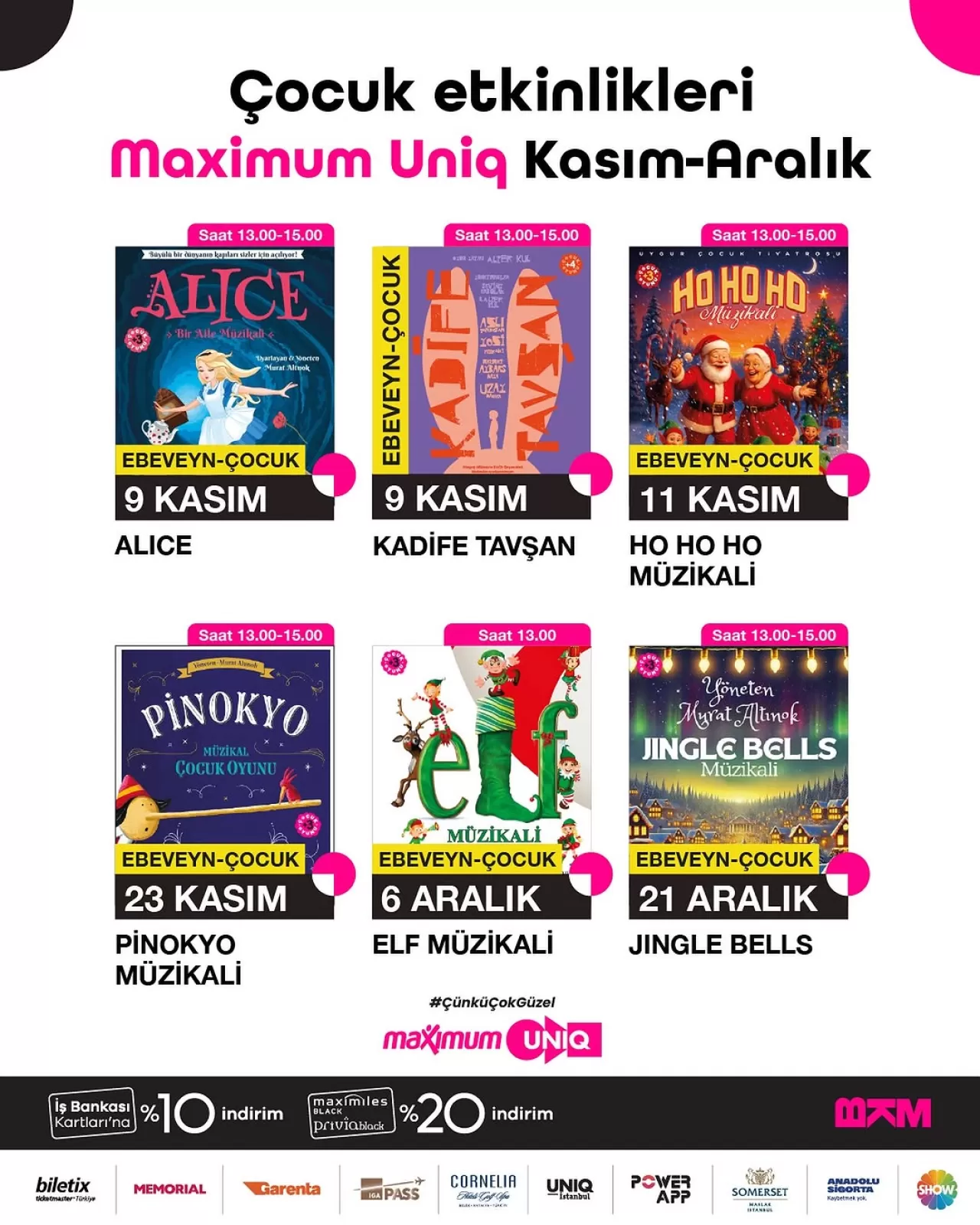 BKM Sahne, Kasım ve Aralık'ta Maximum Uniq'te Çocukları Eğlenceyle Buluşturuyor