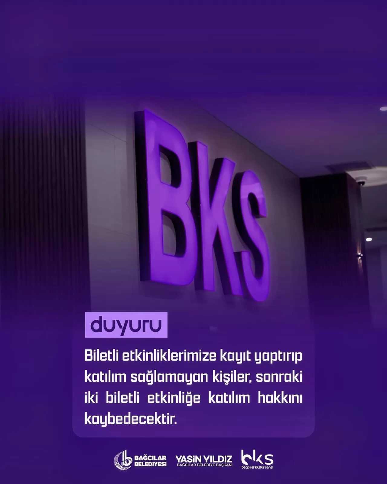 Bağcılar Kültür Sanat'ta Biletli Etkinlikler İçin Yeni Uygulama