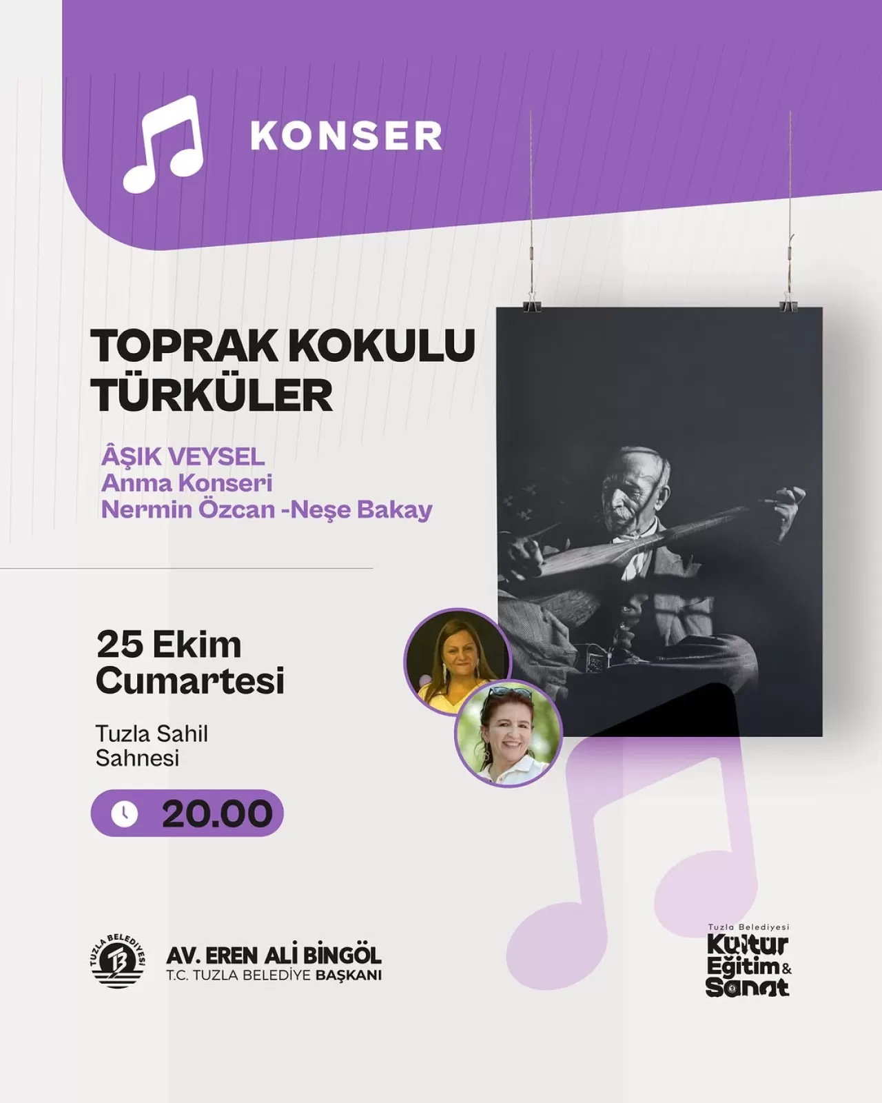 Tuzla'da Âşık Veysel Anma Konseri Düzenlenecek